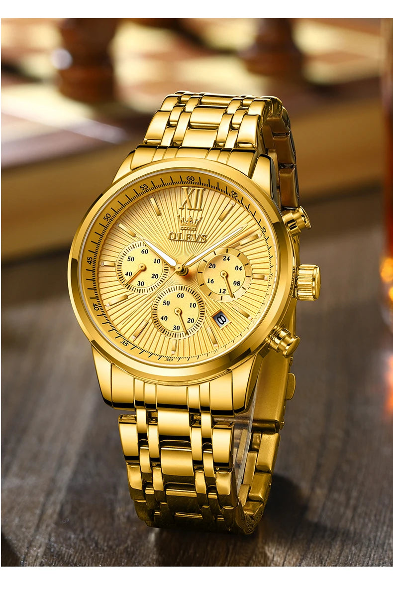OLEVS Men's Classics Three Dial Quartz Watch