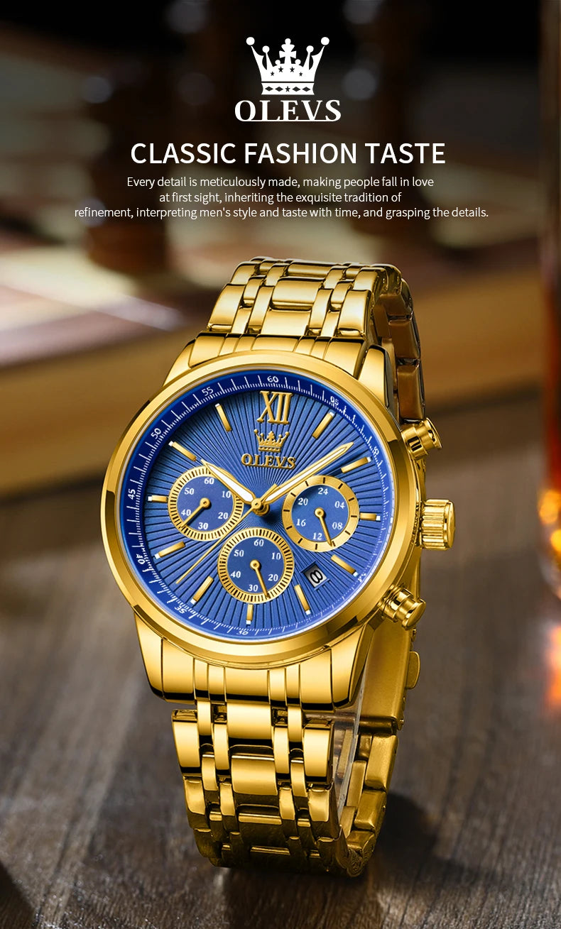 OLEVS Men's Classics Three Dial Quartz Watch