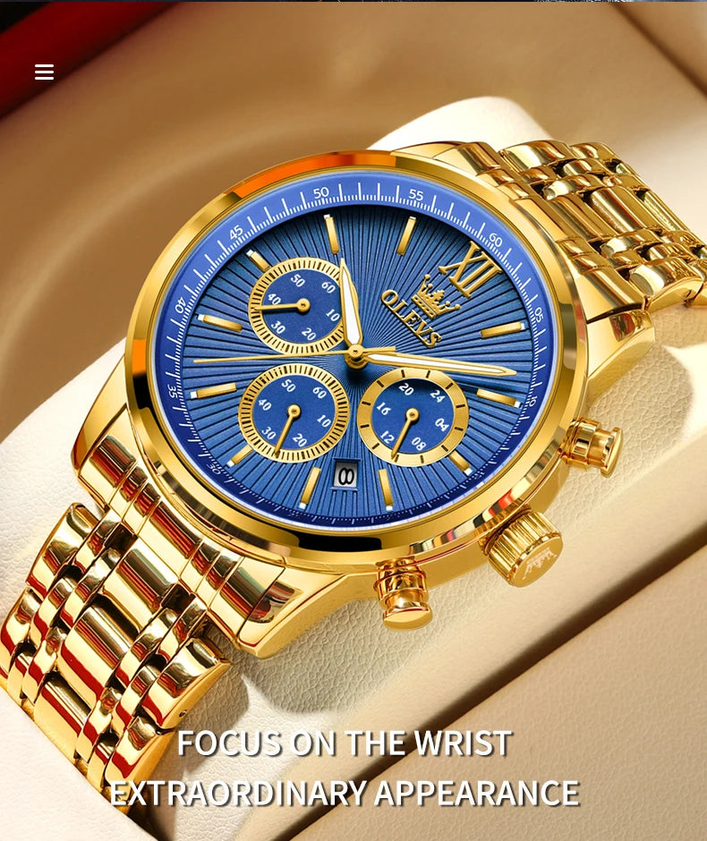 OLEVS Men's Classics Three Dial Quartz Watch