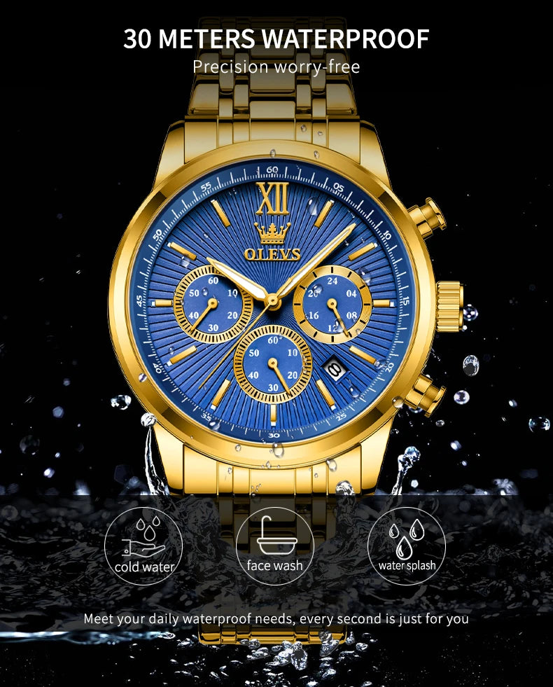 OLEVS Men's Classics Three Dial Quartz Watch