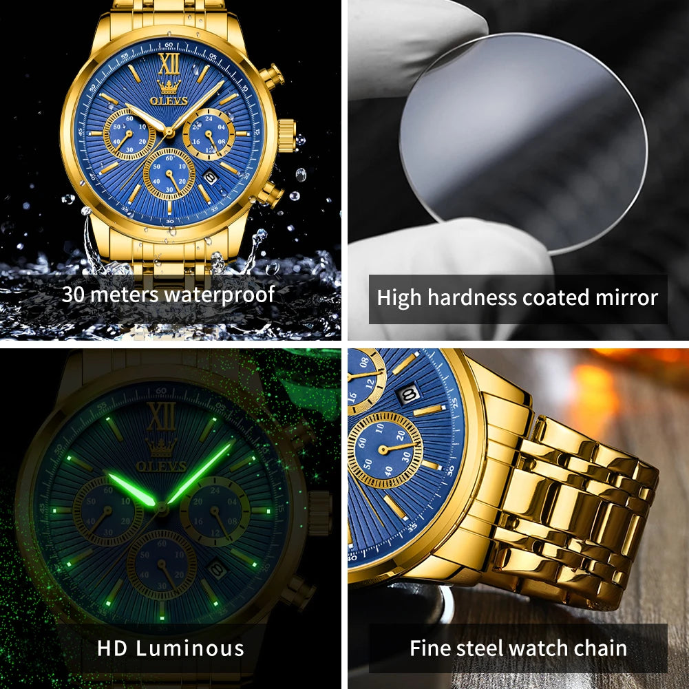 OLEVS Men's Classics Three Dial Quartz Watch
