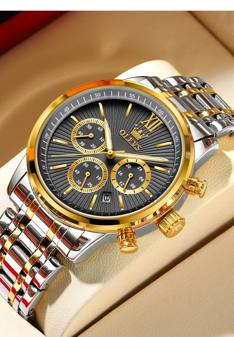 OLEVS Men's Classics Three Dial Quartz Watch