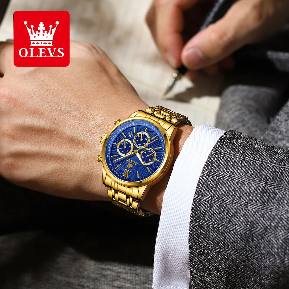 OLEVS Men's Classics Three Dial Quartz Watch