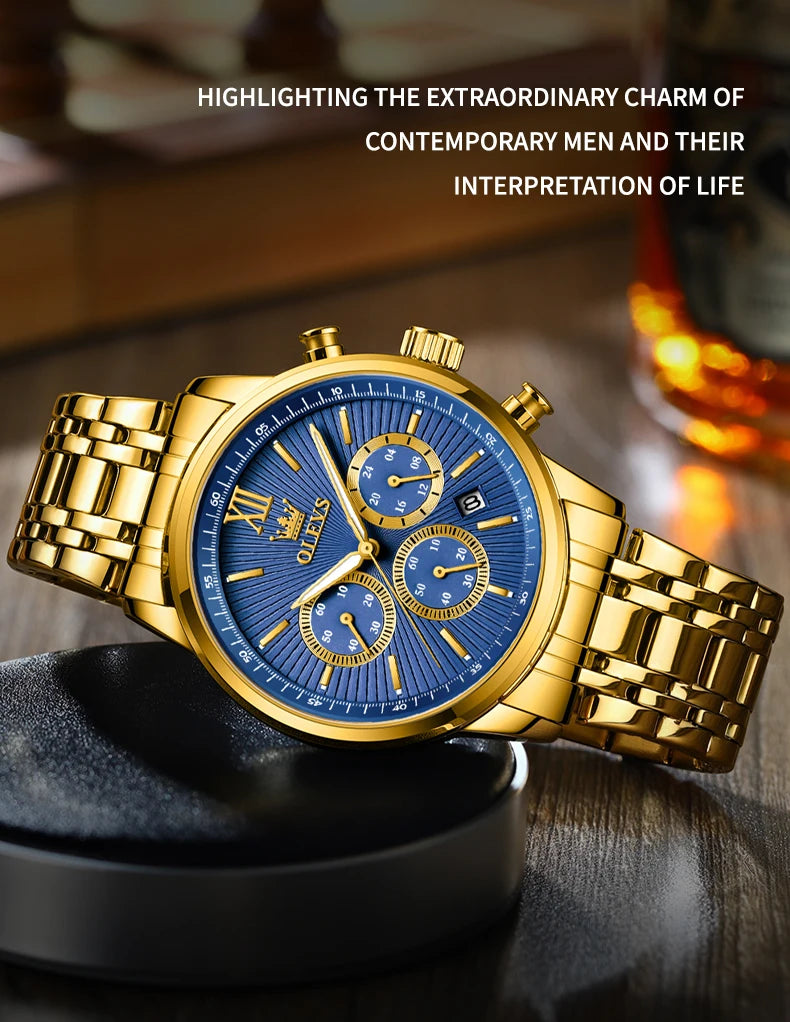OLEVS Men's Classics Three Dial Quartz Watch