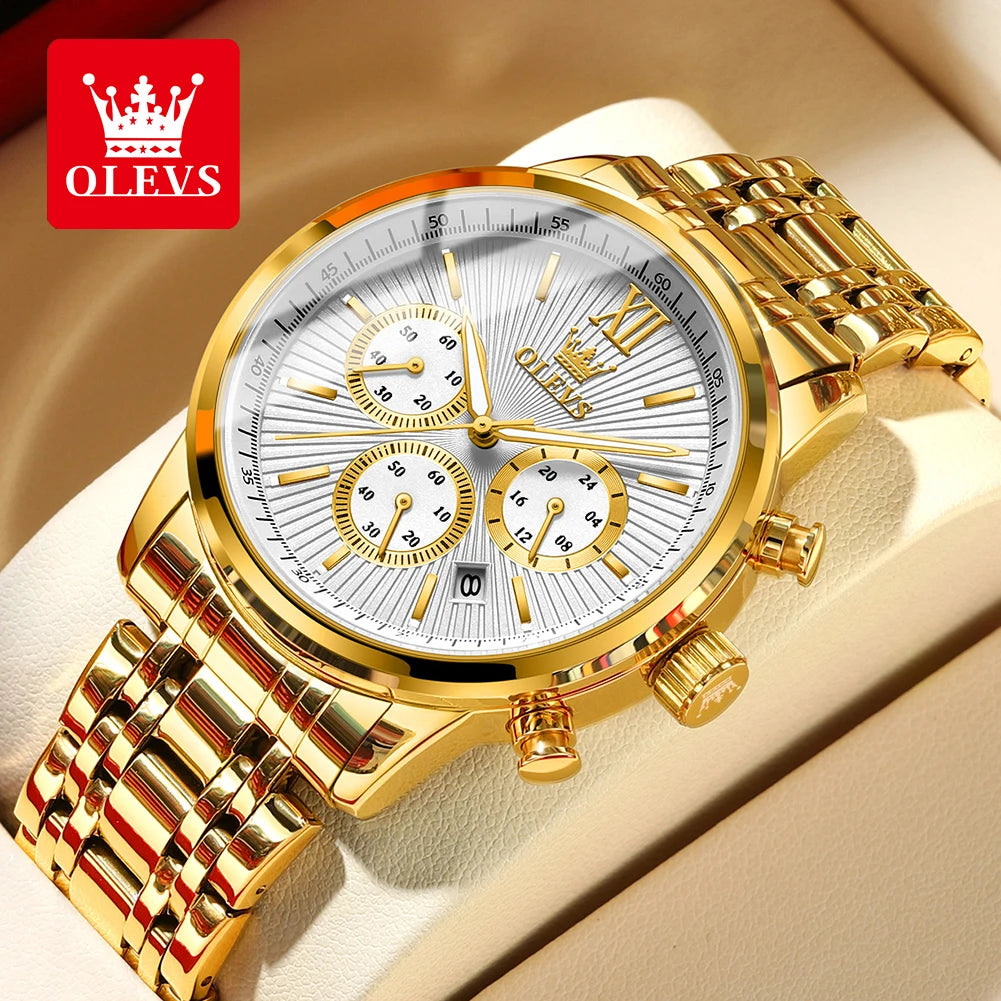 OLEVS Men's Classics Three Dial Quartz Watch