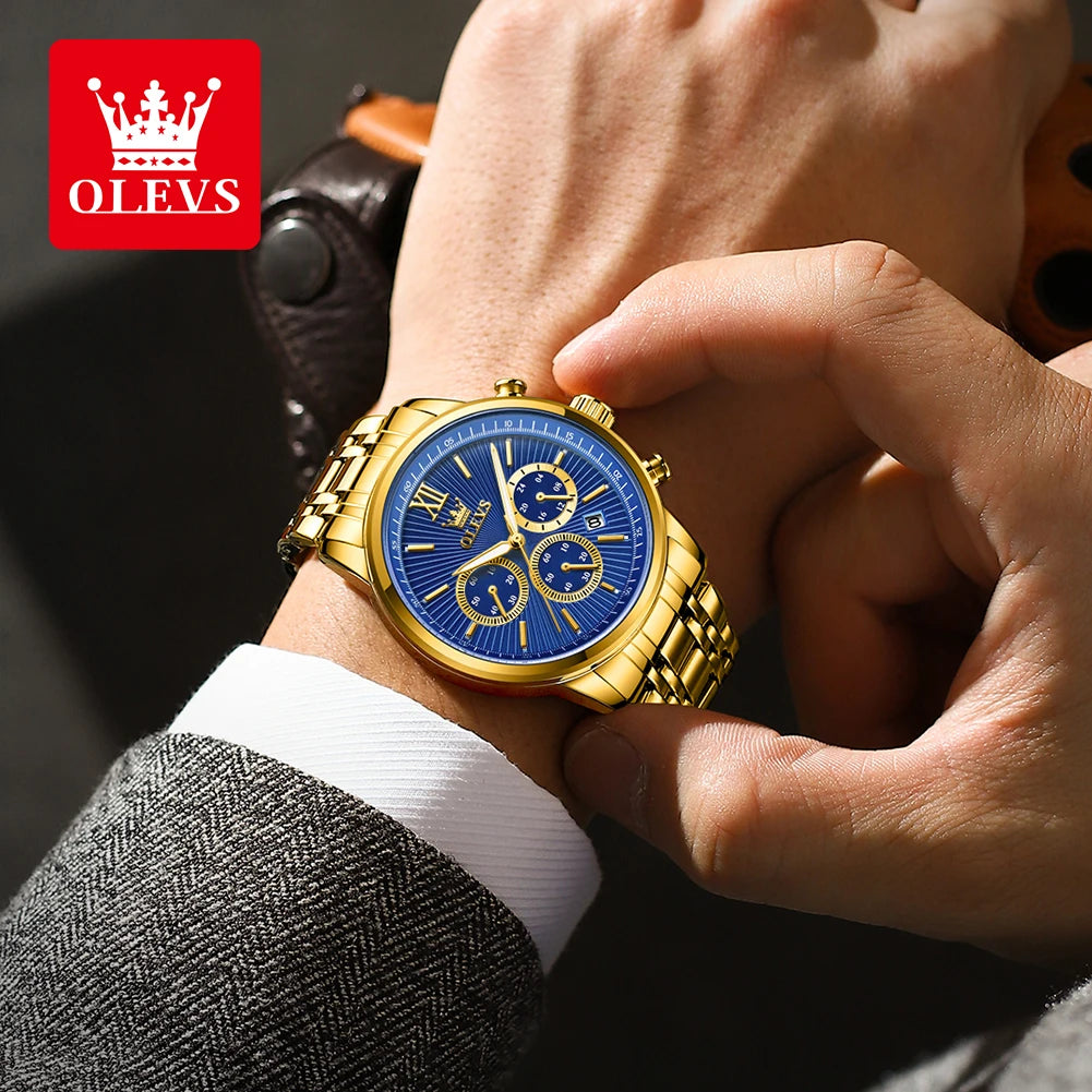 OLEVS Men's Classics Three Dial Quartz Watch