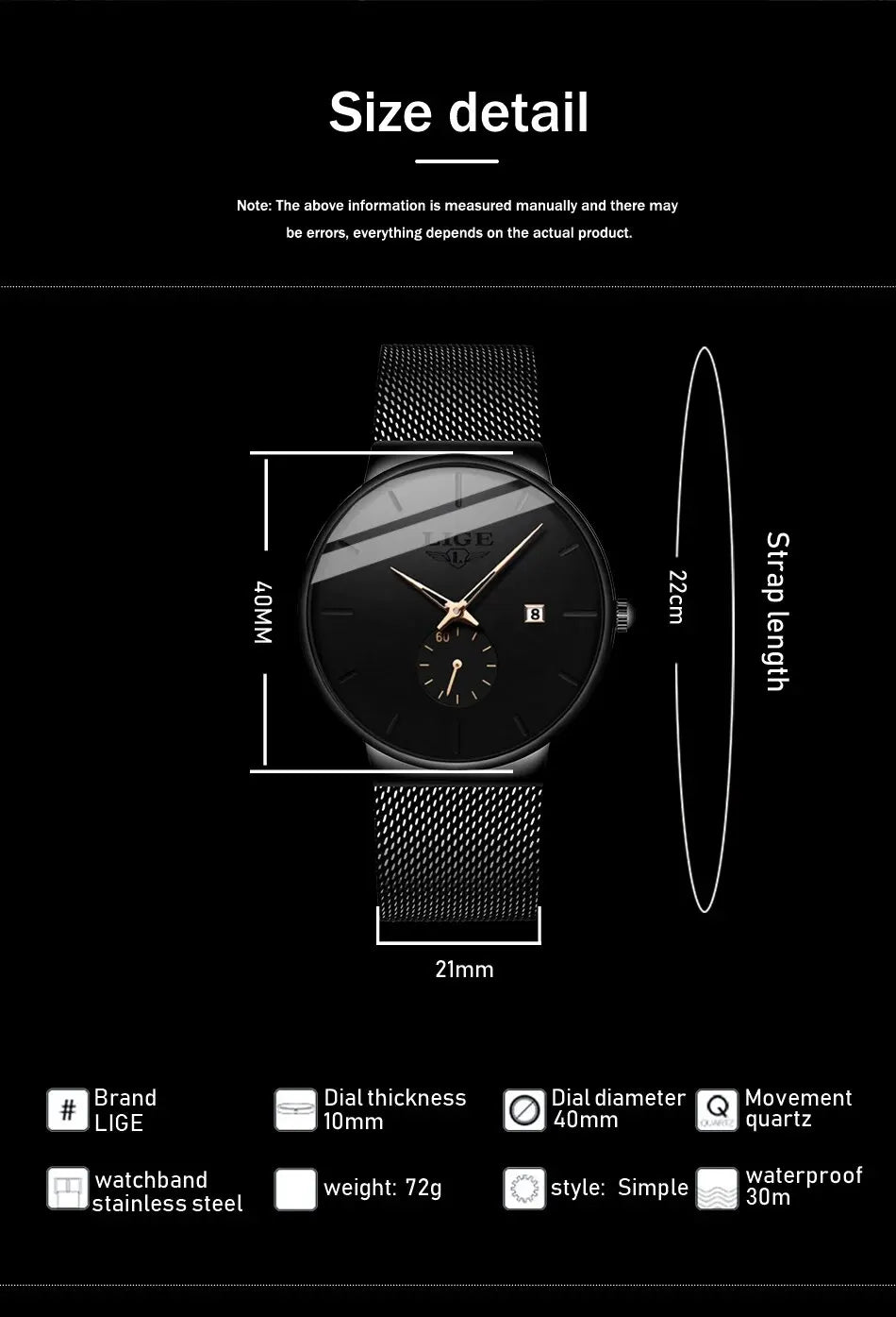 Ultra Thin Waterproof Quartz Wristwatch